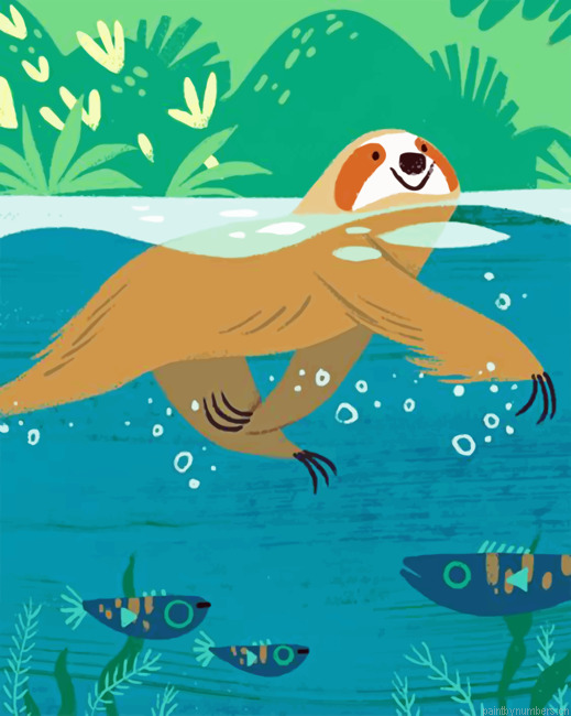 Swimming Sloth Painting By Numberss.png