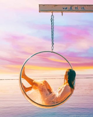Swinging Girl In Beach Painting By Numbers.png