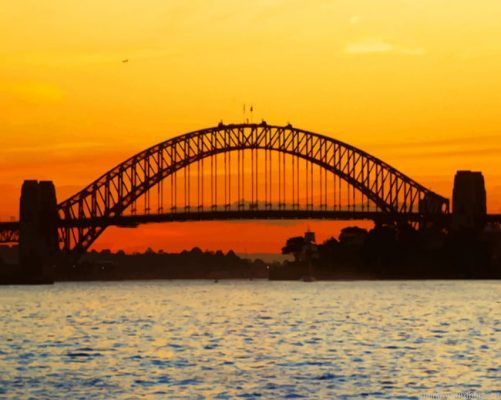Sydney Harbour Bridge Silhouette Sunset Painting By Numbers.png