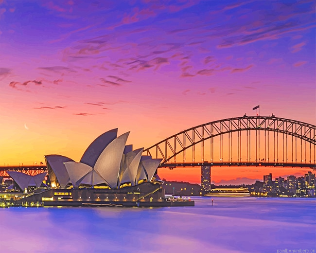 Sydney Opera House Sunset Buildings Painting By Numberss.png
