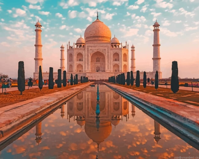 Taj Mahal Agra India Buildings Painting By Numberss.png