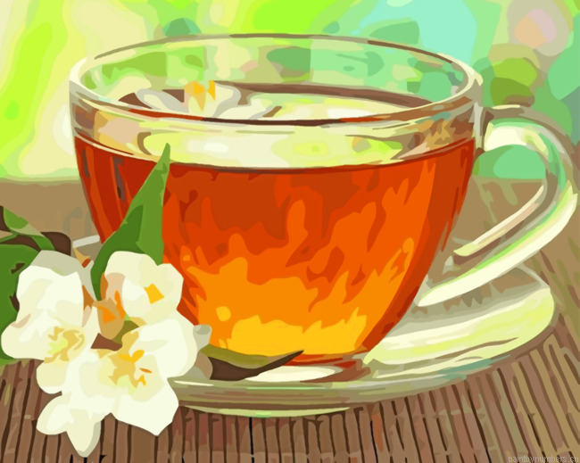 Tea And White Flower Painting By Numbers.png