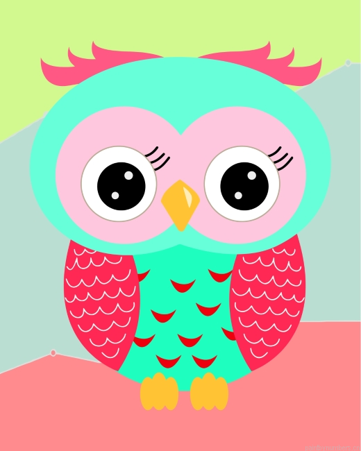 Teal And Pink Owl Painting By Numbers.png