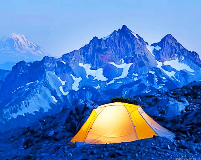 Tent In Mountain Landscape Camping Painting By Numberss.png