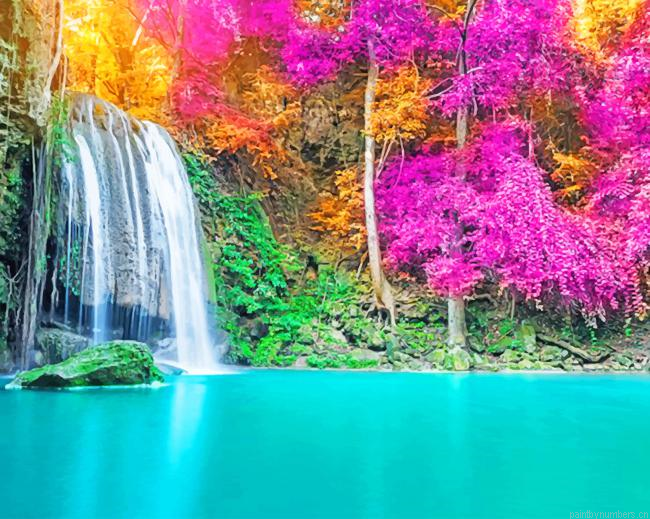 Thailand Waterfalls Erawan National Park Nature Painting By Numberss.png