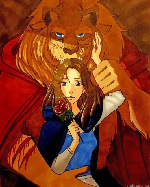 The Beauty And The Beast Red Flower Animations Painting By Numberss.png
