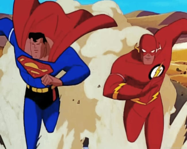 The Flash And Superman Running Cartoons Painting By Numberss.png