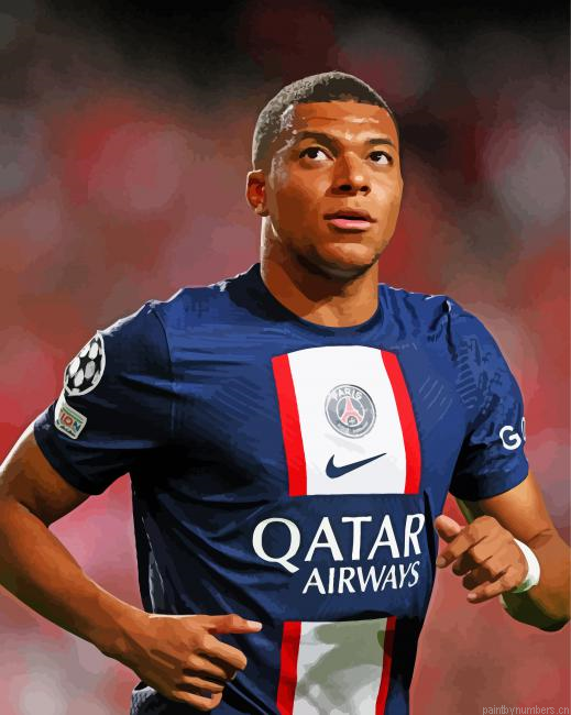 The Football Player Kylian Mbappe Painting By Numberss.png