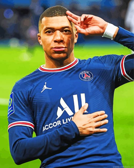 The Footballer Kylian Mbappe Painting By Numberss.png
