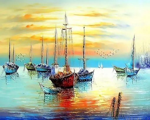 The Ocean Boats Painting By Numberss.png