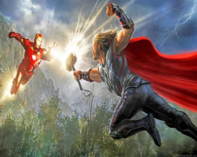 Thor And Iron Man The Avengers Movies Painting By Numberss.png