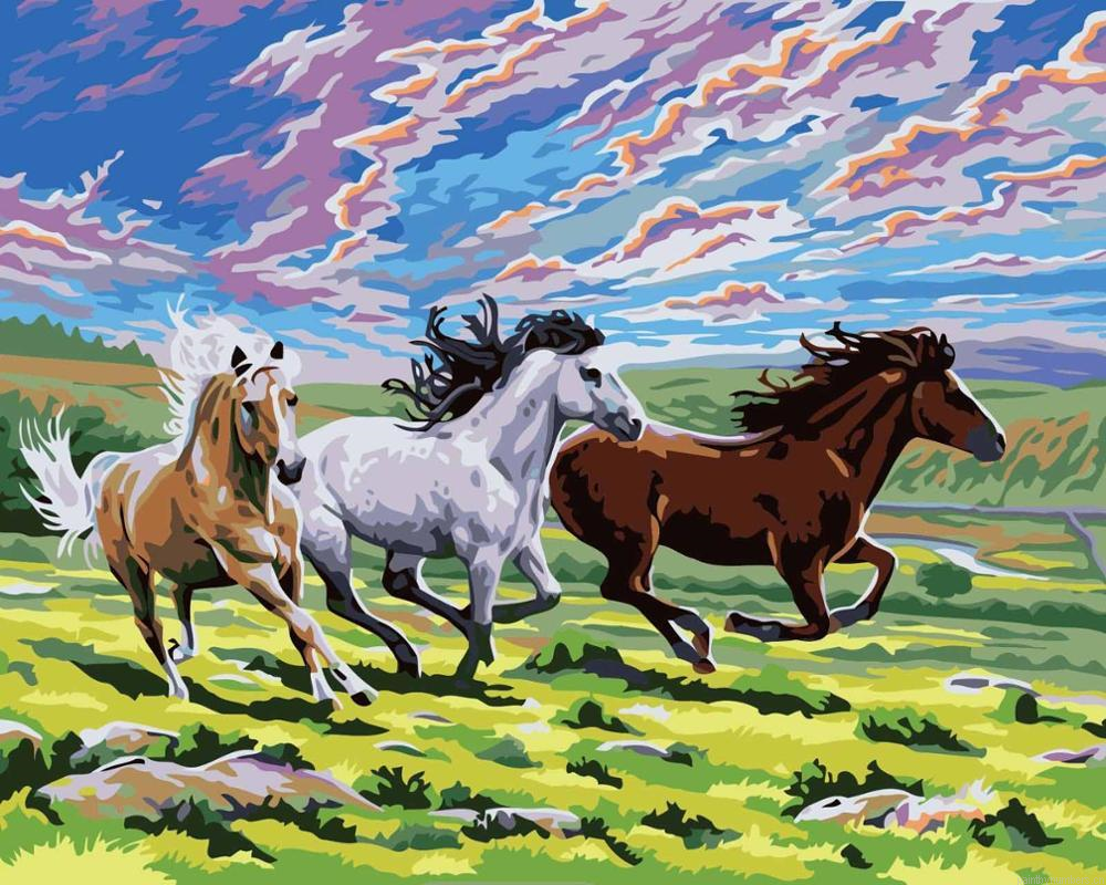 Three Horses Running Painting By Numbers.png