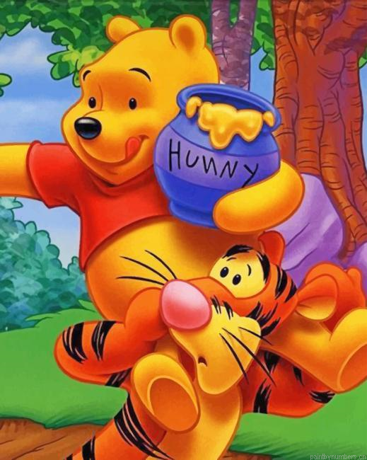 Tiger And Winnie Cartoons Painting By Numberss.png