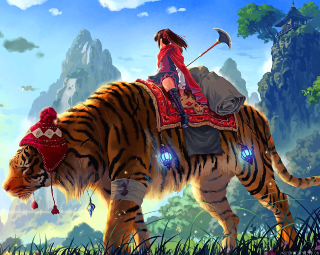 Titan Tiger With Girl Animation Painting By Numberss.png