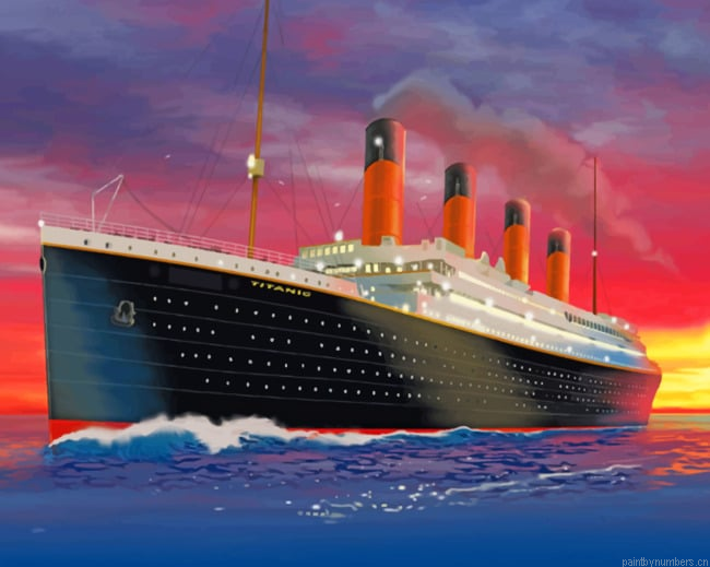 Titanic Ship At Sunset Seascapes Painting By Numberss.png