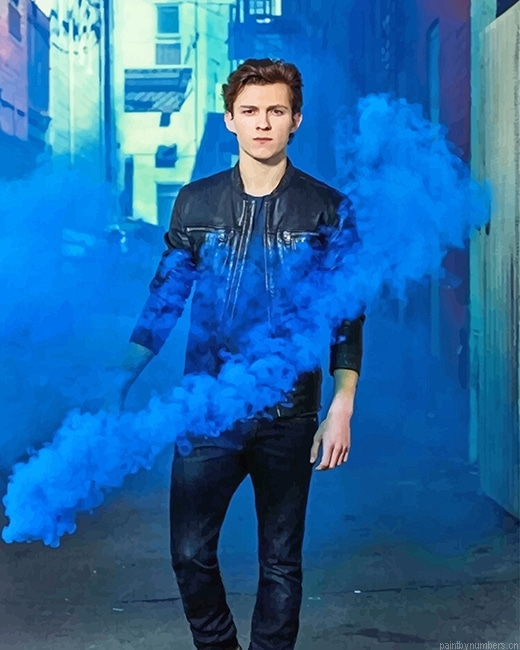 Tom Holland Blue Smoke Actors Painting By Numberss.png