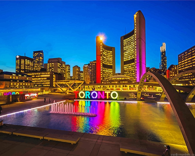Toronto Canada By Night Cities Painting By Numbers.png