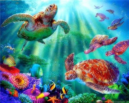 Tortoise Marine Painting By Numberss.png