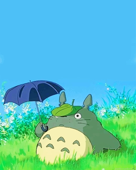 Totoro Under Umbrella Animations Painting By Numberss.png
