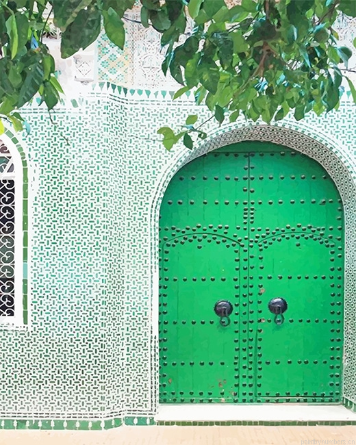 Traditional Moroccan Green Door Painting By Numberss.png