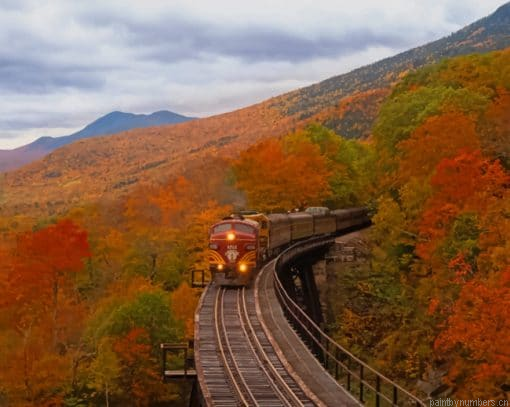 Train Between Fall Trees Painting By Numbers.png