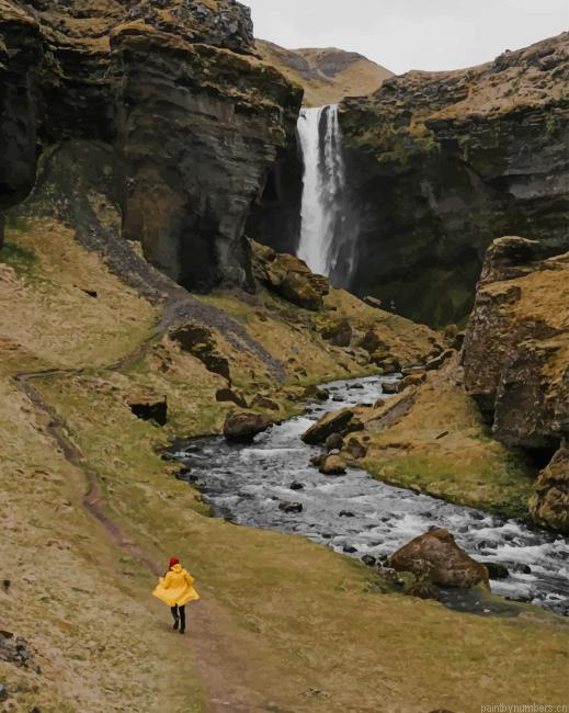 Traveler Walking On Water Slope Landscapes Painting By Numberss.png