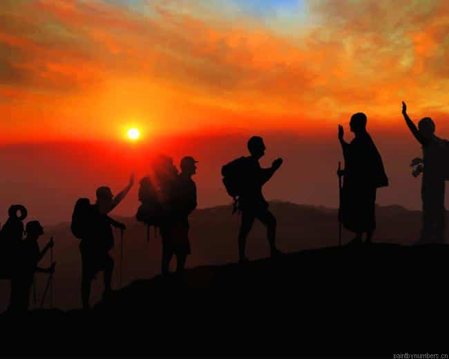 Travelers On Sunset Silhouette Painting By Numberss.png