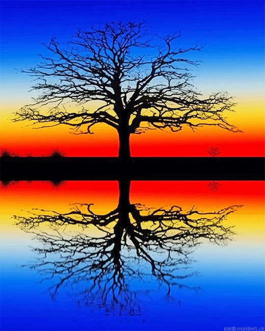 Tree Reflection In Water Landscapes Painting By Numbers.png