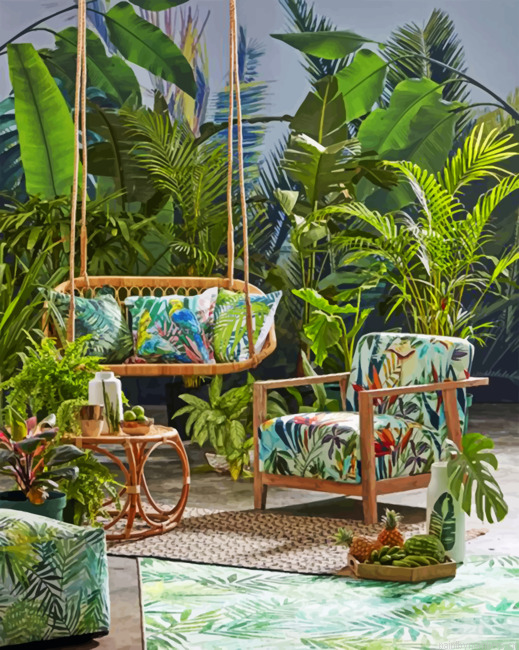 Tropical House Garden Painting By Numberss.png