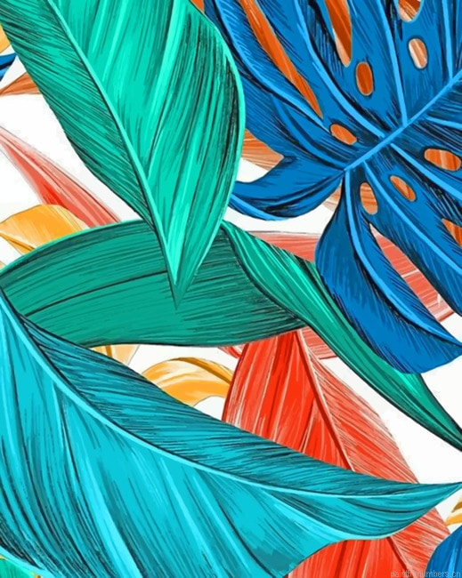 Tropical Leaves Painting By Numberss.png