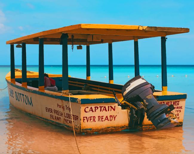 Tropical Ocean Boat Painting By Numberss.png