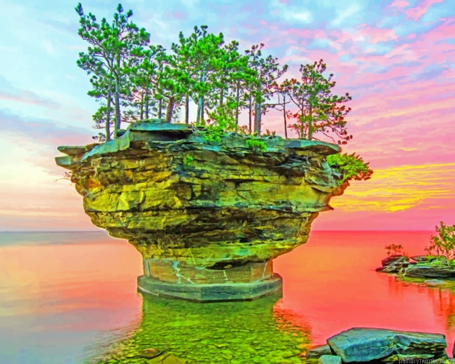 Turnip Rock Michigan Sunset Painting By Numberss.png