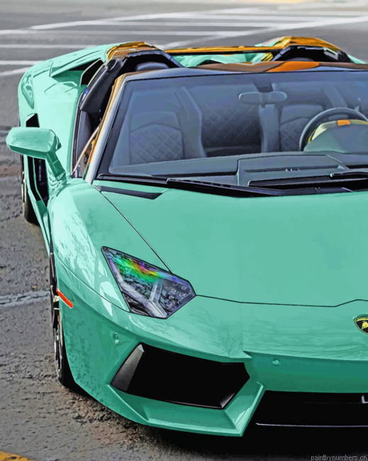 Turquoise Lamborghini Cars Painting By Numberss.png
