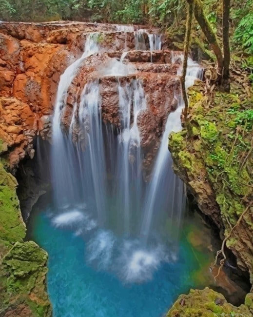 Turquoise Waterfall Brazil Painting By Numberss.png