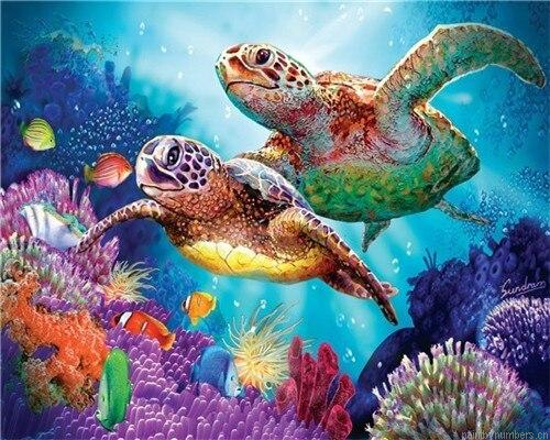 Turtle Couple Animals Painting By Numbers.png