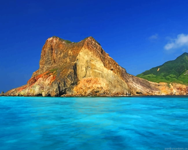Turtle Island In Taiwan Seascapes Painting By Numberss.png