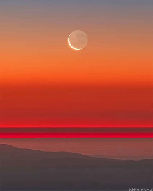 Twilight Orange Moon Painting By Numberss.png