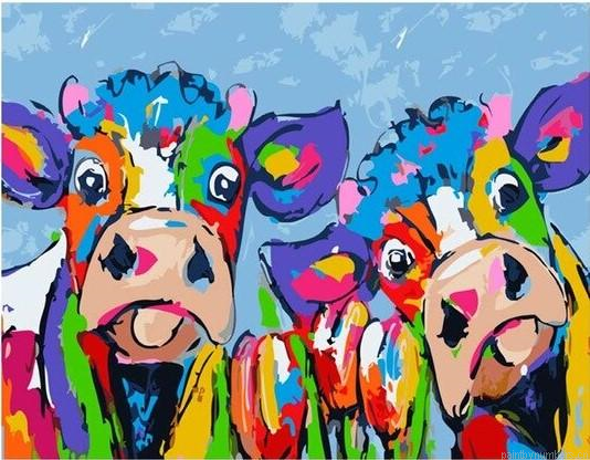Two Colorful Cows Painting By Numberss.png