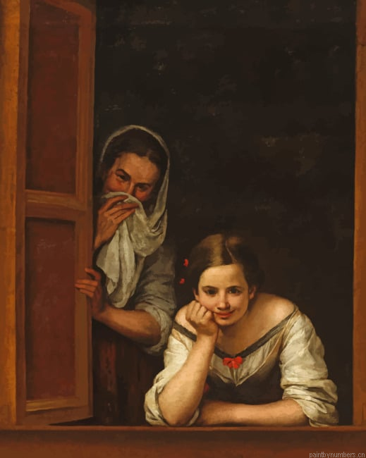 Two Women In Window Painting By Numberss.png
