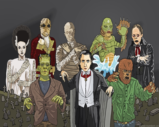 Universal Monsters Illustration Painting By Numberss.png