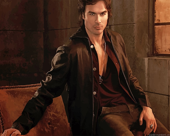 Vampire Ian Somerhalder Damon Salvatore Painting By Numberss.png