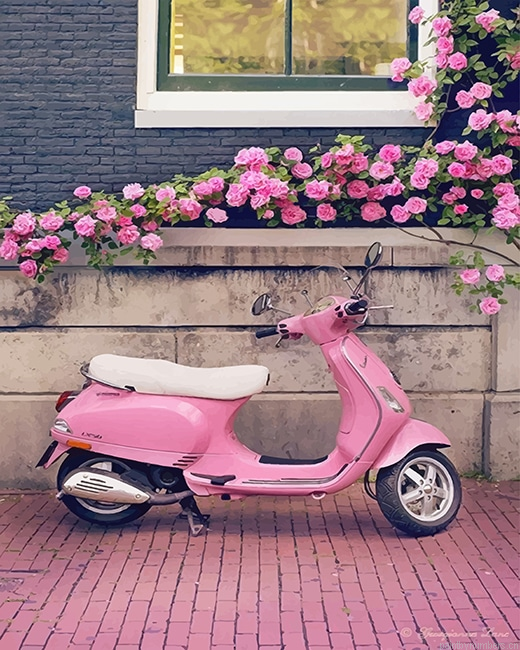 Vespa Pink Scooter Painting By Numberss.png
