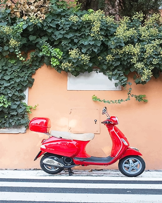 Vespa Red Scooter Painting By Numberss.png