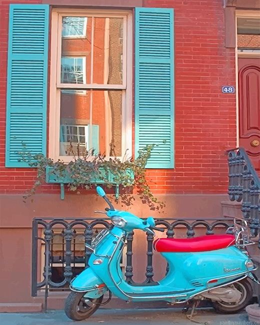 Vespa Turquoise Scooter Painting By Numberss.png