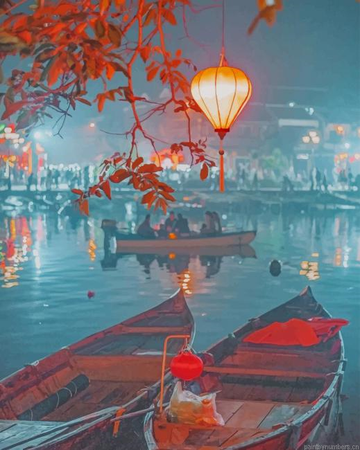Vietnam Boats Night Painting By Numberss.png