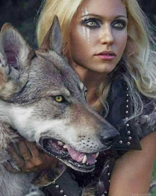 Viking Woman With Wolf Painting By Numberss.png