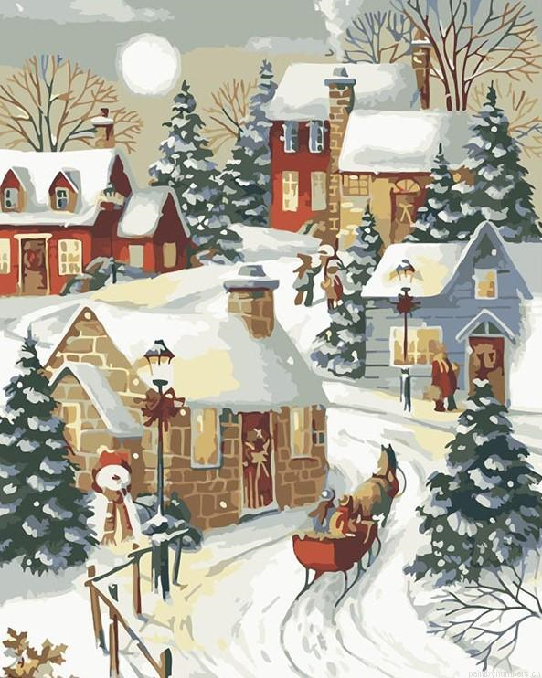 Village Sleigh Ride Christmas Painting By Numbers.png