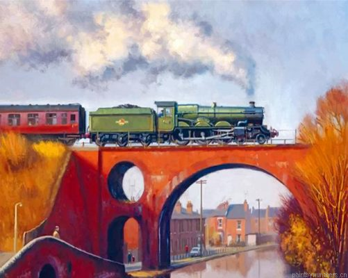 Vintage Arch Bridge Railway Painting By Numbers.png