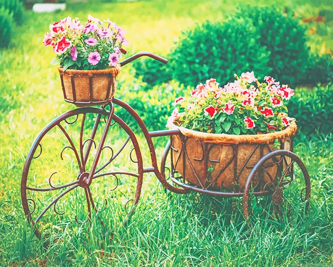 Vintage Bike Equipped Basket Flowers Painting By Numberss.png