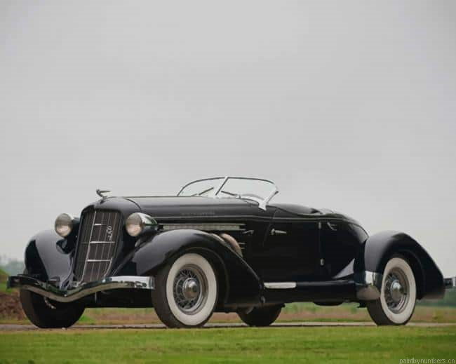 Vintage Black Car Painting By Numberss.png